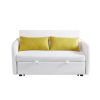 Twins Sofa Bed Cream White Fabric