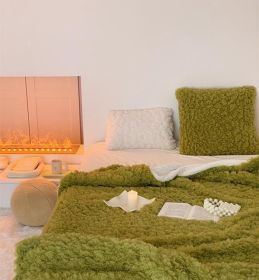 Soft Cloud Puff Lambswool Winter Warm Blanket (Option: Green-100x150cm)