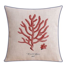 Classical Style Seaweed Starfish Pillow Thick Cotton Linen Sofa Cushion Cover (Option: XH0075-45X45cm Without Core)