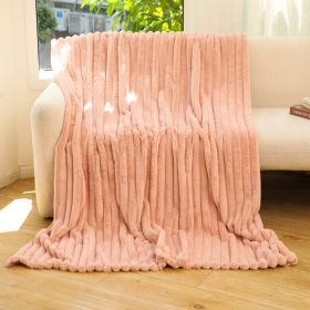 Striped Jacquard Rabbit Fur Blanket (Option: Cameo Brown Pink-100x150cm)