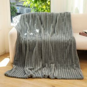 Striped Jacquard Rabbit Fur Blanket (Option: Dark Gray-150x200cm)