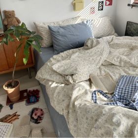 Retro French Flower Cotton Four-piece Set (Option: Brownie Fantasy-1.5m Bed Sheet)