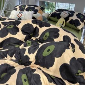 Double-piece Foggy Gray Quilt Cover Four-piece Bedding Sheet Dormitory Bed Three-piece Set (Option: Nepal Love Letter-200cm)